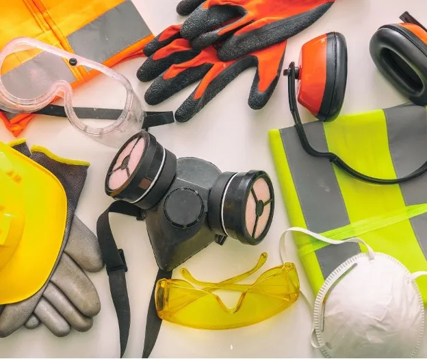 Electrical personal protective equipment including arc-rated clothing, insulated gloves, and face shield for arc flash safety